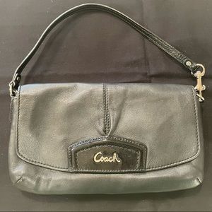 Black Smooth Leather - Coach - 5x9 wristlet clutch purse